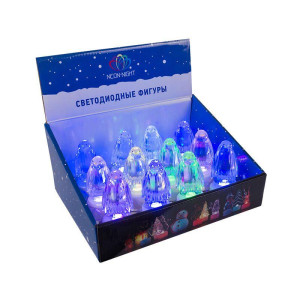 Фигура светодиодная Пингвин Кристалл 1LED RGB 0.1Вт IP20 на подставке элементы питания 3хAG13(LR44) (в компл.) Neon-Night 501-052