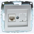 Розетка компьютерная механизм Rj45 Cat6 Mono Electric Despina/ Larissa серебро 500-002105-125