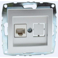 Розетка компьютерная механизм Rj45 Cat6 Mono Electric Despina/ Larissa серебро 500-002105-125