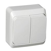 ЭТЮД О/У 2-клавишный ВЫКЛЮЧАТЕЛЬ с подсветкой 10 АХ, БЕЛЫЙ BA10-006B