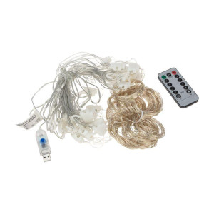 Гирлянда светодиодная Роса Светодиодный дождь 6х3м LED тепл. бел. 24Вт IP20 USB+пульт управления Neon-Night 315-996