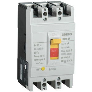 Автоматический выключатель IEK 3п 80А 18кА ВА66-31 GENERICA  SAV10-3-0080-G