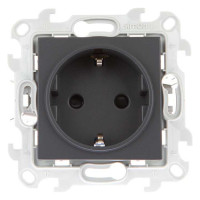 Розетка 1-м СП Simon 24 16А IP20 2P+E Push&Go защ. шторки механизм графит Simon 2420432-038