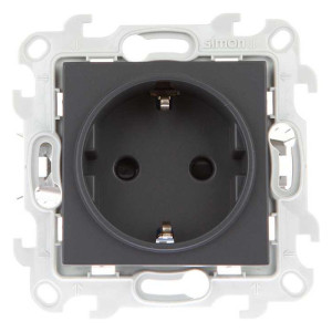 Розетка 1-м СП Simon 24 16А IP20 2P+E Push&Go защ. шторки механизм графит Simon 2420432-038