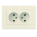Розетка 2-м СП Афина 16А IP20 без заземл. в сборе сл. кость ivory Universal A0102-I