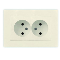 Розетка 2-м СП Афина 16А IP20 без заземл. в сборе сл. кость ivory Universal A0102-I