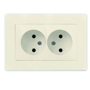 Розетка 2-м СП Афина 16А IP20 без заземл. в сборе сл. кость ivory Universal A0102-I