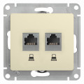 GLOSSA РОЗЕТКА двойная компьютерная RJ45+RJ45 кат. 5e, механизм, БЕЖЕВЫЙ GSL000285KK