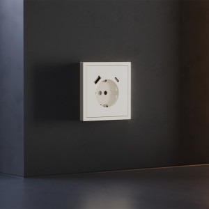Накладка для розетки с заземлением и защитными шторками, с USB AC, S70 хлопок