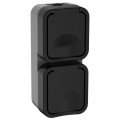 Розетка 2-м ОП TORS 16А IP55 TS132 вертик. с заземл. с крышкой графит IEK TS-R26-16-55-V-K53