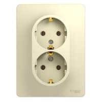 GLOSSA РОЗЕТКА двойная с заземлением без шторок, 16А, в сборе, БЕЖЕВЫЙ GSL000224
