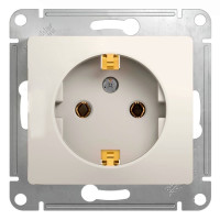 GLOSSA РОЗЕТКА с заземлением без шторок, 16А, механизм, МОЛОЧНЫЙ GSL000943