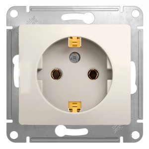 GLOSSA РОЗЕТКА с заземлением без шторок, 16А, механизм, МОЛОЧНЫЙ GSL000943