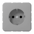 Розетка Jung CD 500, скрытый монтаж, с заземлением, со шторками, серый, CD1520BFKIGR