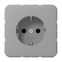 Розетка Jung CD 500, скрытый монтаж, с заземлением, со шторками, серый, CD1520BFKIGR