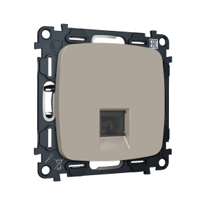 MO372005 Комплект мех-ма компьютерной розетки RJ-45 экранированной с автоматической защитной шторкой OMEGA Серо-бежевый матовый QUANT OP3720, VM185 AMBRELLA VOLT