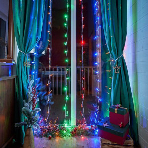 Гирлянда светодиодная Светодиодный Дождь 2х3м 240LED мультиколор 12Вт 230В IP20 свечение с динамикой провод прозр. Neon-Night 235-069