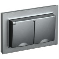 IEK BRITE Алюминий Розетка 2-м с/зс защ штор и крыш 16А в сборе IP44 РСбш12-3-44-БрС
