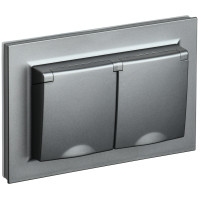 IEK BRITE Алюминий Розетка 2-м с/зс защ штор и крыш 16А в сборе IP44 РСбш12-3-44-БрС