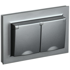 IEK BRITE Алюминий Розетка 2-м с/зс защ штор и крыш 16А в сборе IP44 РСбш12-3-44-БрС