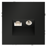 Розетка телевизионная встраиваемая VOLTUM S70 TVRJ45 кат. 6, черный матовый