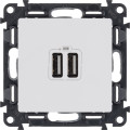 Механизм розетки USB Valena Life 2 разъема 240В5В 2400мА с лиц. панелью бел. Leg 753412