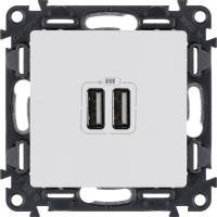 Механизм розетки USB Valena Life 2 разъема 240В5В 2400мА с лиц. панелью бел. Leg 753412