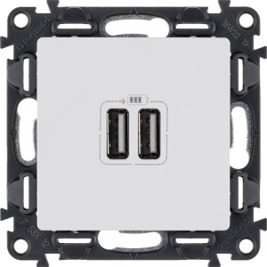 Механизм розетки USB Valena Life 2 разъема 240В5В 2400мА с лиц. панелью бел. Leg 753412