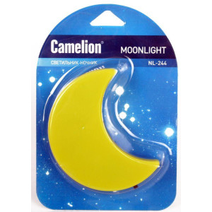Светильник светодиодный NL-244 Месяц 220В ночник с выкл. желт. Camelion 14264
