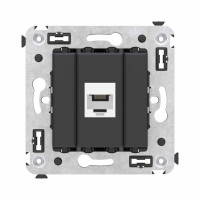 Розетка телефонная 1-м СП Avanti Черный матовый RJ12 без шторок механизм DKC 4412613