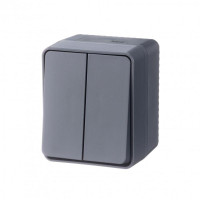 ATLASDESIGN PROFI IP54 О/У 2-клавишный ВЫКЛЮЧАТЕЛЬ, сх.5, 10АХ, АНТРАЦИТ ATN544051