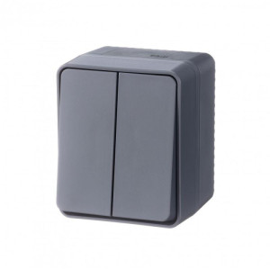 ATLASDESIGN PROFI IP54 О/У 2-клавишный ВЫКЛЮЧАТЕЛЬ, сх.5, 10АХ, АНТРАЦИТ ATN544051