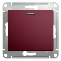 Выключатель одноклавишный Schneider Electric GLOSSA с подсветкой, баклажановый, GSL001113