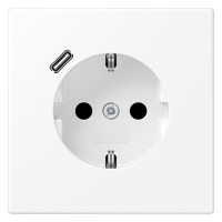 Розетка с USB Jung LS 990, скрытый монтаж, с заземлением, белый матовый, LS1520-18CWWM