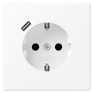 Розетка с USB Jung LS 990, скрытый монтаж, с заземлением, белый матовый, LS1520-18CWWM