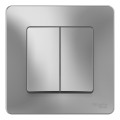 BLANCA С/У 2-клавишный ПЕРЕКЛЮЧАТЕЛЬ (cх.6+6), 10А, 250В, АЛЮМИНИЙ BLNVS106603