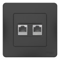 BLANCA С/У РОЗЕТКА двойная: комп.RJ45, кат.5E + телефон. RJ11, АНТРАЦИТ BLNIS045116