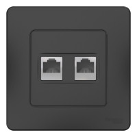 BLANCA С/У РОЗЕТКА двойная: комп.RJ45, кат.5E + телефон. RJ11, АНТРАЦИТ BLNIS045116