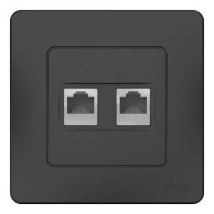 BLANCA С/У РОЗЕТКА двойная: комп.RJ45, кат.5E + телефон. RJ11, АНТРАЦИТ BLNIS045116