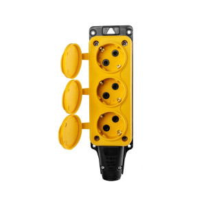 Розетка (колодка) трехместная с крышкам каучук 2P+PE 250V 16А IP54 желтая DYNEL