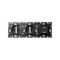 Simon 100 Кит 3 поста механизм 2 розетки Schuko + 1 з/у 2хUSB + суппорт