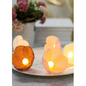 Гирлянда светодиодная Цветы красн. гамма 10LED ткань тепл. бел. 1.8+0.3м КОСМОС KOC_GIR-B109