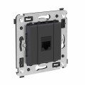 Розетка компьютерная 1-м СП Avanti Черный матовый RJ45 кат.6 без шторок механизм DKC 4412693