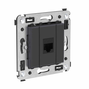 Розетка компьютерная 1-м СП Avanti Черный матовый RJ45 кат.6 без шторок механизм DKC 4412693