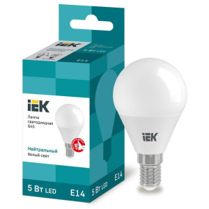 Лампа светодиодная G45 5Вт шар 4000К нейтр. бел. E14 450лм 230-240В IEK LLE-G45-5-230-40-E14