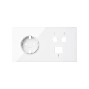 Simon 100 Белый глянец Кит 2 поста, фронт. Накладка на 1 розетку Schuko + 1 розетку TV + 1 розетку RJ45
