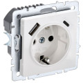Розетка BRITE РЮш11-1-БрБ 16А с USB AC 18Вт с заземл. защ. шторки механизм бел. IEK BR-R14-16-U22-018-K01