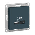ATLASDESIGN USB РОЗЕТКА А+С, 5В/2,4А, 2х5В/1,2А, механизм, ИЗУМРУД ATN000839