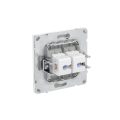 Компьютерная розетка RJ-45 без шторки, кат.6А двойная, KANT, белая магнолия
