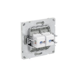 Компьютерная розетка RJ-45 без шторки, кат.6А двойная, KANT, белая магнолия